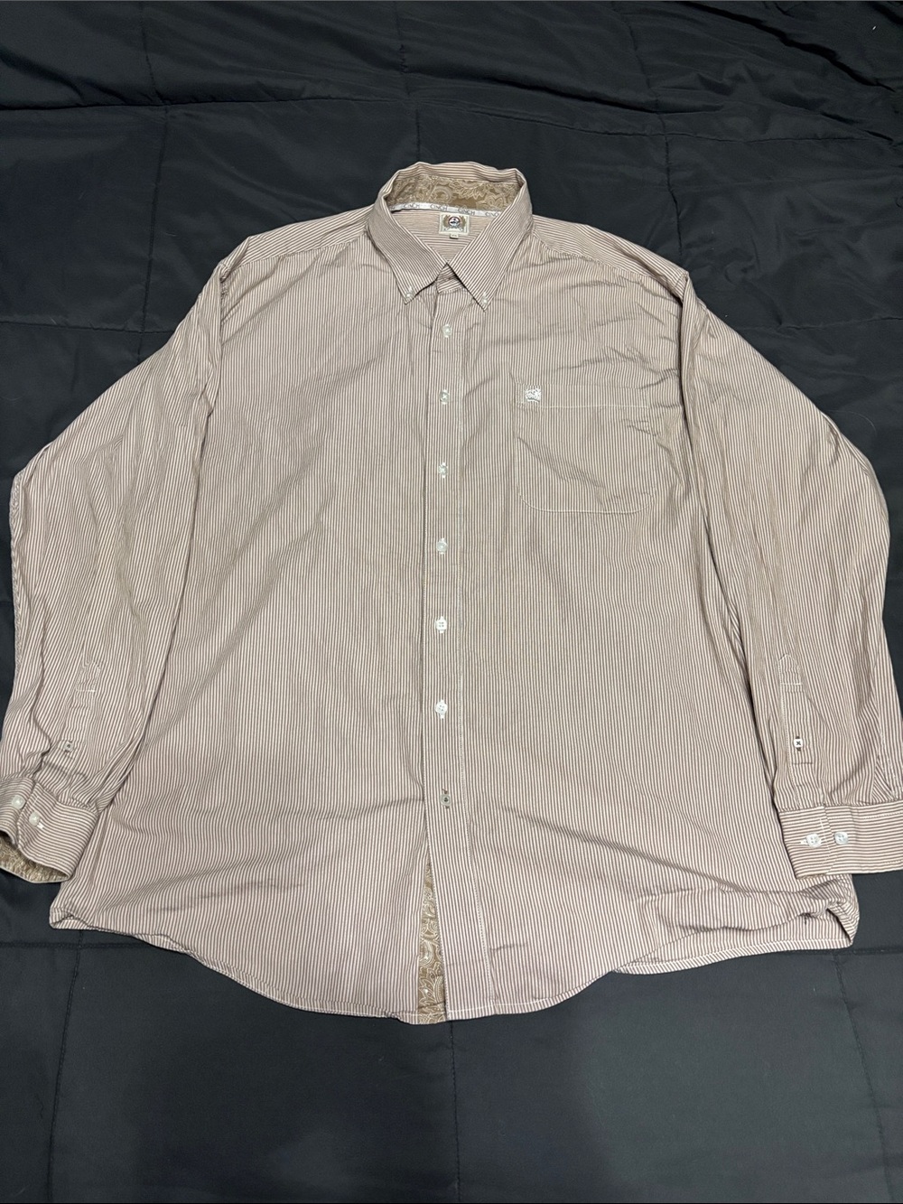 Cinch Men's Tan Pinstripe Button-Down Shirt